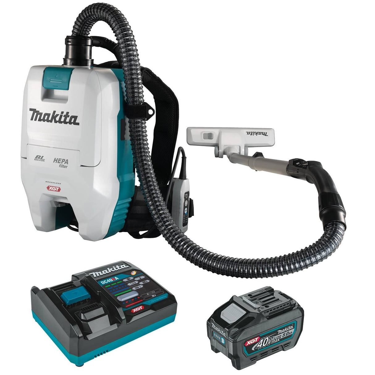 Makita GCV05T1X 40V max XGT Brushless Cordless 2 Quart HEPA Filter Backpack Dry Vacuum Kit (5.0Ah)