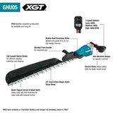 Makita GHU05T 40V Max XGT Brushless Cordless 30 in. Single-Sided Hedge Trimmer Kit (2 5.0Ah Batteries, Rapid Charger) - 2