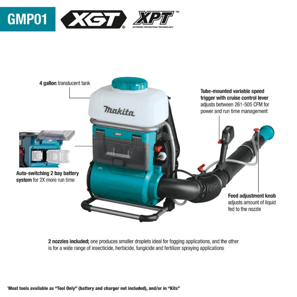 Makita GMP01PL 40V max XGT Brushless 4 Gallon Backpack Mist Blower Kit (8.0 Ah) - 2