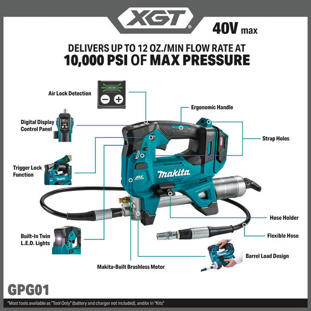 Makita GPG01Z 40V Max XGT Brushless Cordless Grease Gun Tool Only - 2