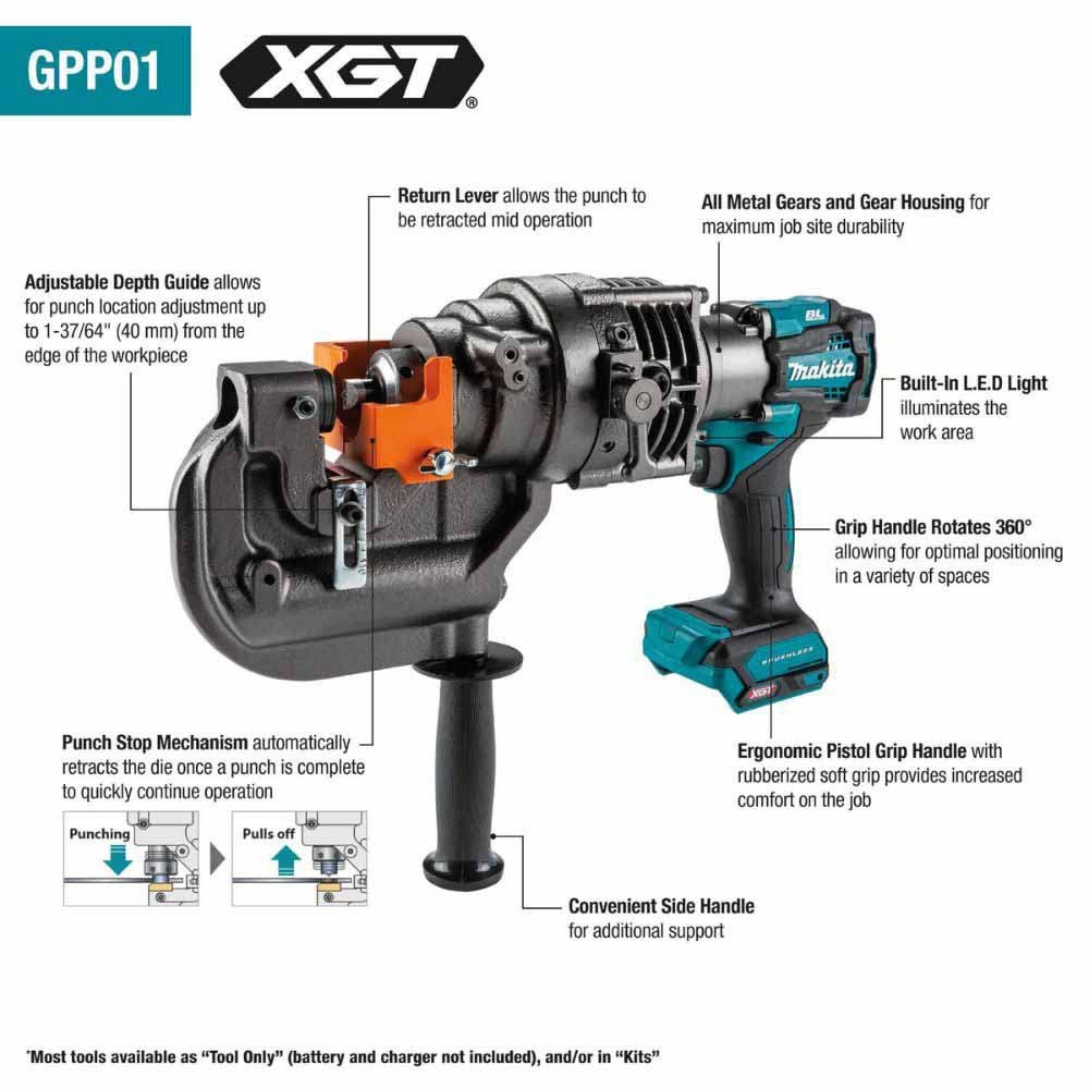 Makita GPP01ZK 40V max XGT Brushless Cordless 3/8" Metal Hole Puncher, Tool Only - 2