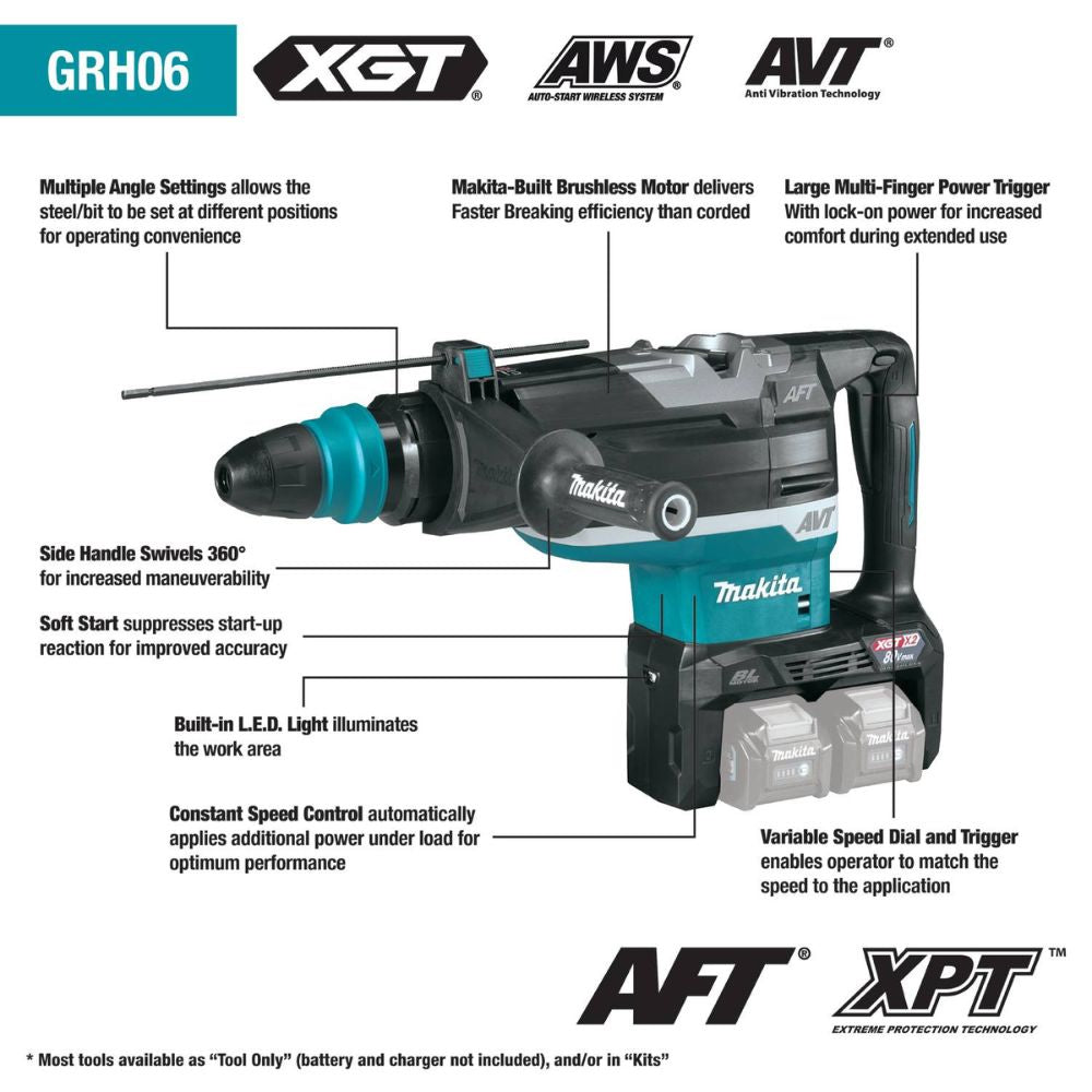 Makita GRH06PM 80V max (40V max X2) XGT 2" AVT® Rotary Hammer Kit - 2