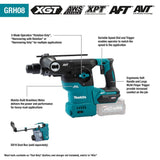 Makita GRH08M1 40V max XGT Brushless Cordless 1-3/16" AVT Rotary Hammer Kit, accepts SDS-PLUS bits, AFT, AWS Capable, bag, with one battery (4.0Ah) - 2