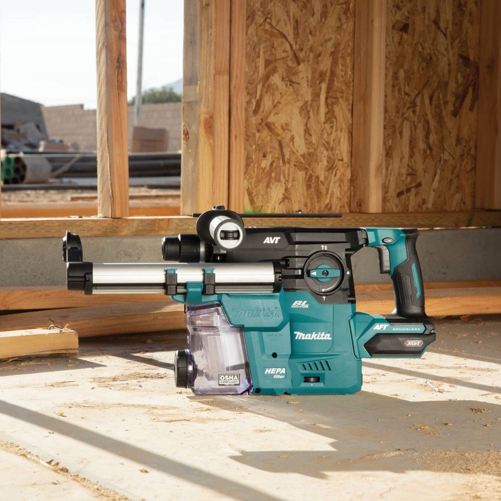 Makita GRH08ZW 40V max XGT Brushless Cordless 1-3/16" AVT Rotary Hammer w/ Dust Extractor, accepts SDS-PLUS bits, AFT, AWS Capable, Tool Only - 12