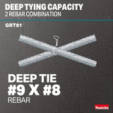 Makita GRT01Z 40V max XGT Brushless 16 Gauge Rebar Tying Tool for Rebar Ties (Tool Only) - 6