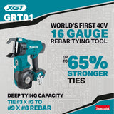 Makita GRT01Z 40V max XGT Brushless 16 Gauge Rebar Tying Tool for Rebar Ties (Tool Only) - 9
