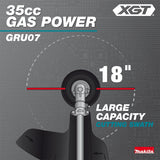 Makita GRU07T 40V Max XGT 18 inch Dual Rotation High Torque Brushless Cordless String Trimmer Kit (2 5.0Ah Batteries, Charger, Shoulder Strap) - 4