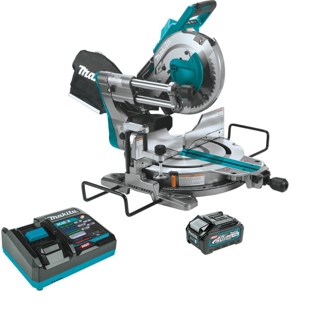 Makita GSL03M1 40V max XGT Brushless Cordless 10" Dual-Bevel Sliding Compound Miter Saw Kit, AWS Capable, with one battery (4.0Ah)