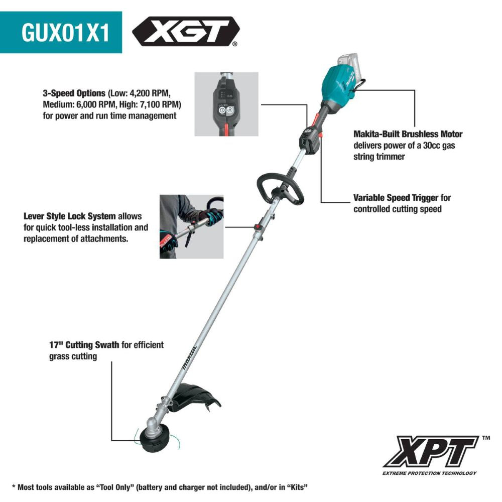 Makita GUX01ZX1 40V max XGT Brushless Cordless Couple Shaft Power Head with 17" String Trimmer Attachment (Tool Only) - 2