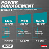 Makita GWH01Z 40V max XGT Brushless Cordless 1300 PSI 1.5 GPM Pressure Washer, Tool Only - 13