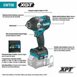 Makita GWT08D 40V max XGT 1/2" Sq. Drive Impact Wrench Kit - 2