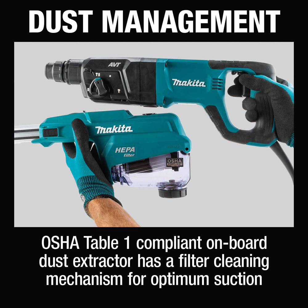 Makita HR2663 1" SDS-PLUS AVT Rotary Hammer, w/ HEPA Dust Extractor (D-handle) - 15