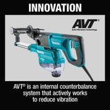 Makita HR2663 1" SDS-PLUS AVT Rotary Hammer, w/ HEPA Dust Extractor (D-handle) - 17