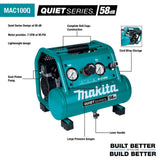 Makita MAC100QK1 Quiet Series 1/2 HP, 1 Gallon Compact, Oil-Free, Electric Air Compressor, and 18 Gauge Brad Nailer Combo Kit - 2
