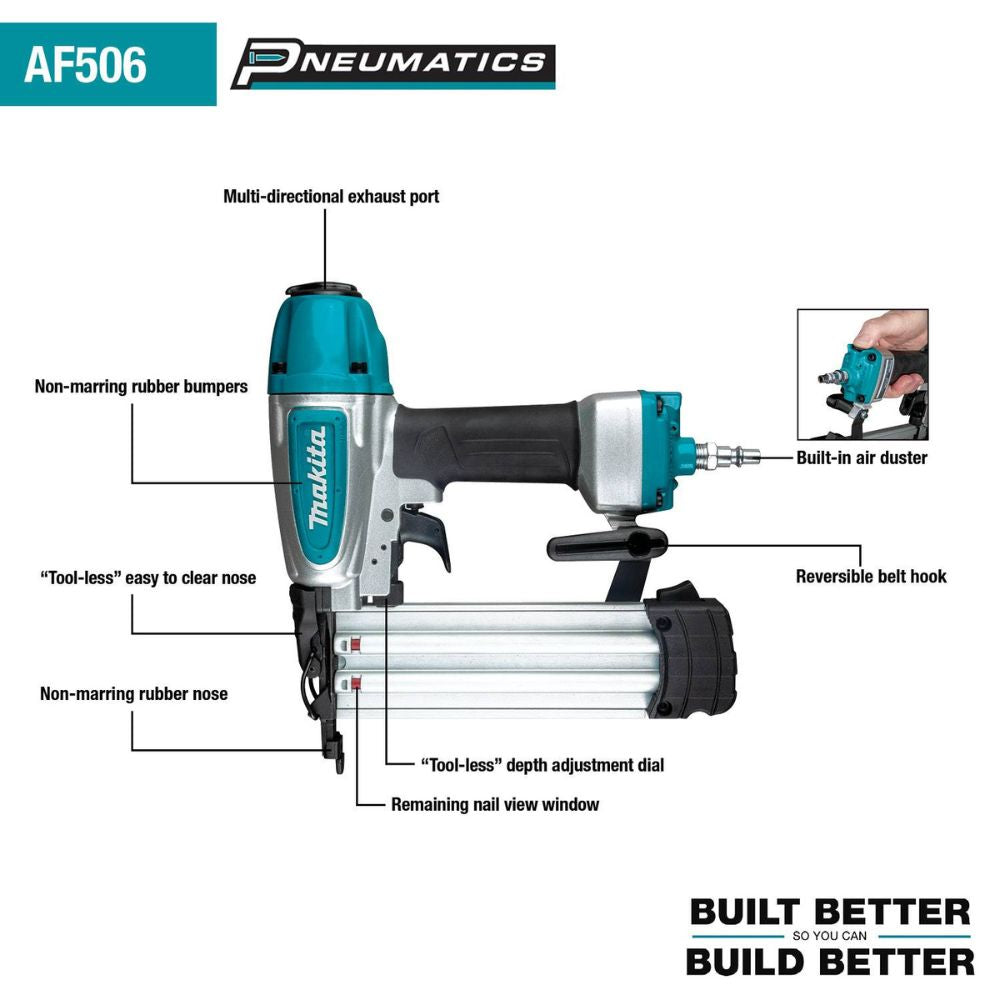 Makita MAC100QK1 Quiet Series 1/2 HP, 1 Gallon Compact, Oil-Free, Electric Air Compressor, and 18 Gauge Brad Nailer Combo Kit - 3