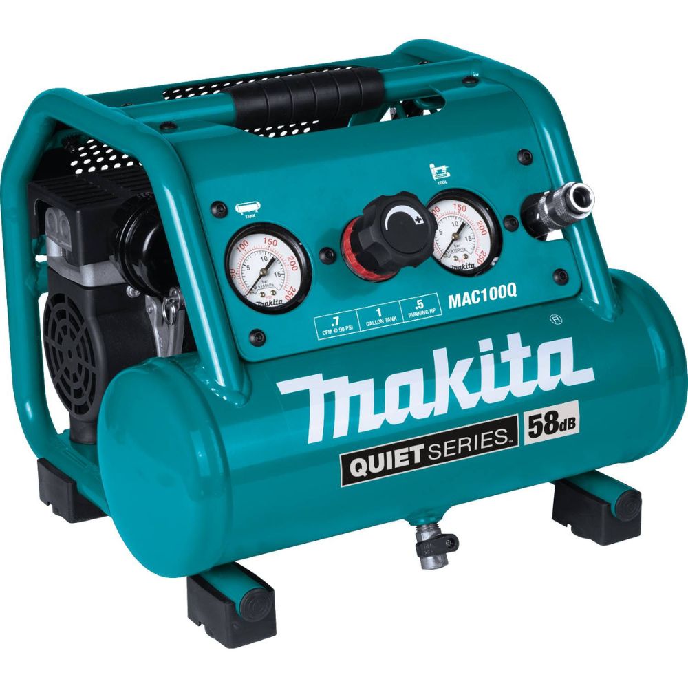 Makita MAC100QK1 Quiet Series 1/2 HP, 1 Gallon Compact, Oil-Free, Electric Air Compressor, and 18 Gauge Brad Nailer Combo Kit - 4