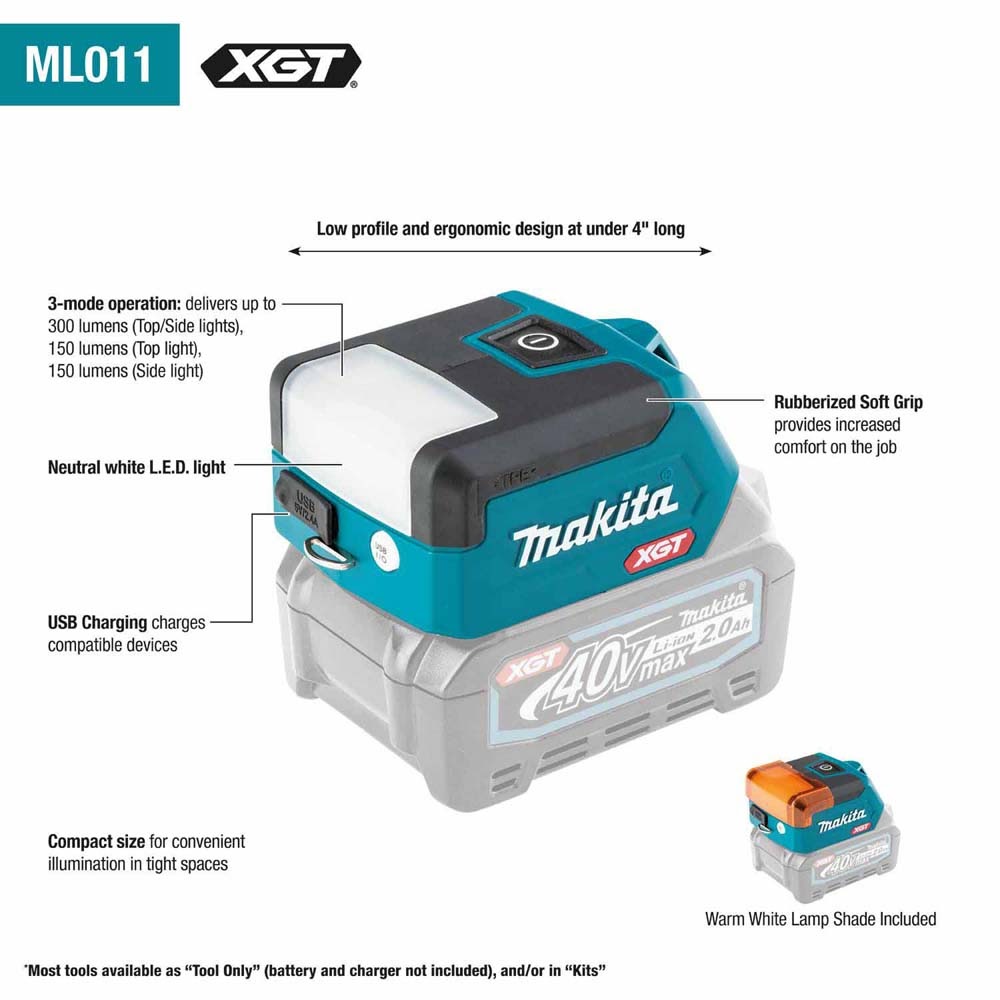 Makita ML011G 40V max XGT Compact L.E.D. Flashlight, Flashlight Only(Bare tool) - 2