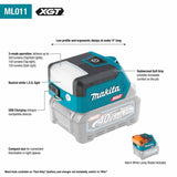 Makita ML011G 40V max XGT Compact L.E.D. Flashlight, Flashlight Only(Bare tool) - 2