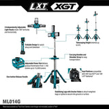 Makita ML014G 8' Cordless Tower Work Multi Directional LED Light - 13