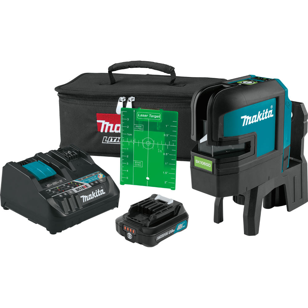 Makita SK106GDNAX 12V Max CXT Self-Leveling Cross-Line/4-Point Green Laser