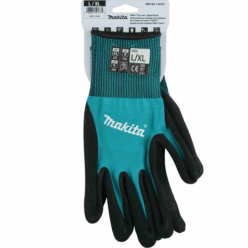 Makita T-04123 FitKnit Cut Level 1 Nitrile Coated Dipped Gloves (Large/X-Large) - 8