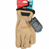 Makita T-04195 100% Genuine Leather Cow Driver Gloves (Large) - 2