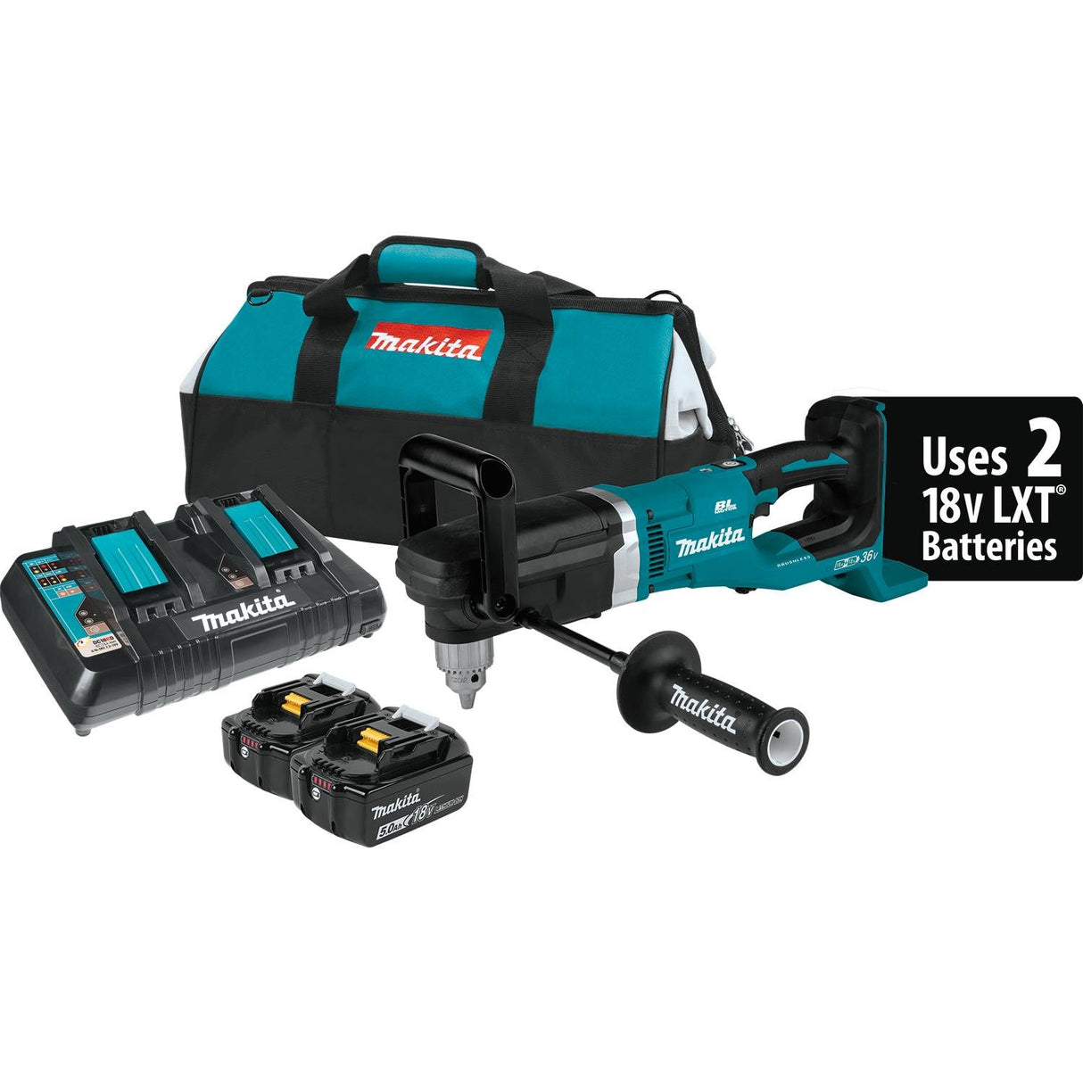 Makita XAD03PT 18V X2 LXT Lithium‑Ion Brushless Cordless 1/2" Right Angle Drill Kit