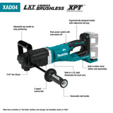 Makita XAD04Z 36V (18V X2) LXT Brushless Cordless 7/16" Hex Right Angle Drill, Tool Only - 2