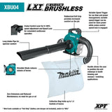 Makita XBU04PTV 36V (18V X2) LXT Brushless Blower Kit with Vacuum Attachment Kit, dual port charger (5.0Ah) - 2