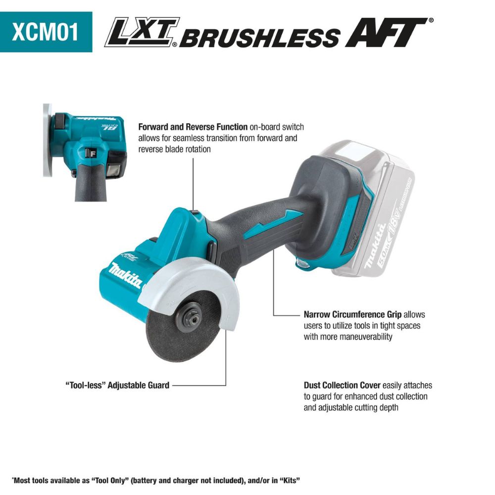 Makita XCM01Z 18V LXT Lithium-Ion Brushless Cordless 3" Cut-Off Tool, Tool Only - 2