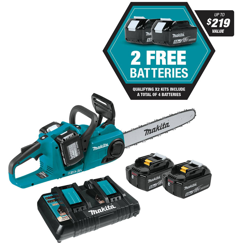 Makita XCU04PT1 18V X2 (36V) LXT 16" Chain Saw Kit with 4 Batteries (5.0Ah) - 2