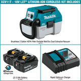 Makita XCV11T 18V LXT Portable Wet/Dry Dust Extractor/Vacuum Kit (5.0Ah) - 6