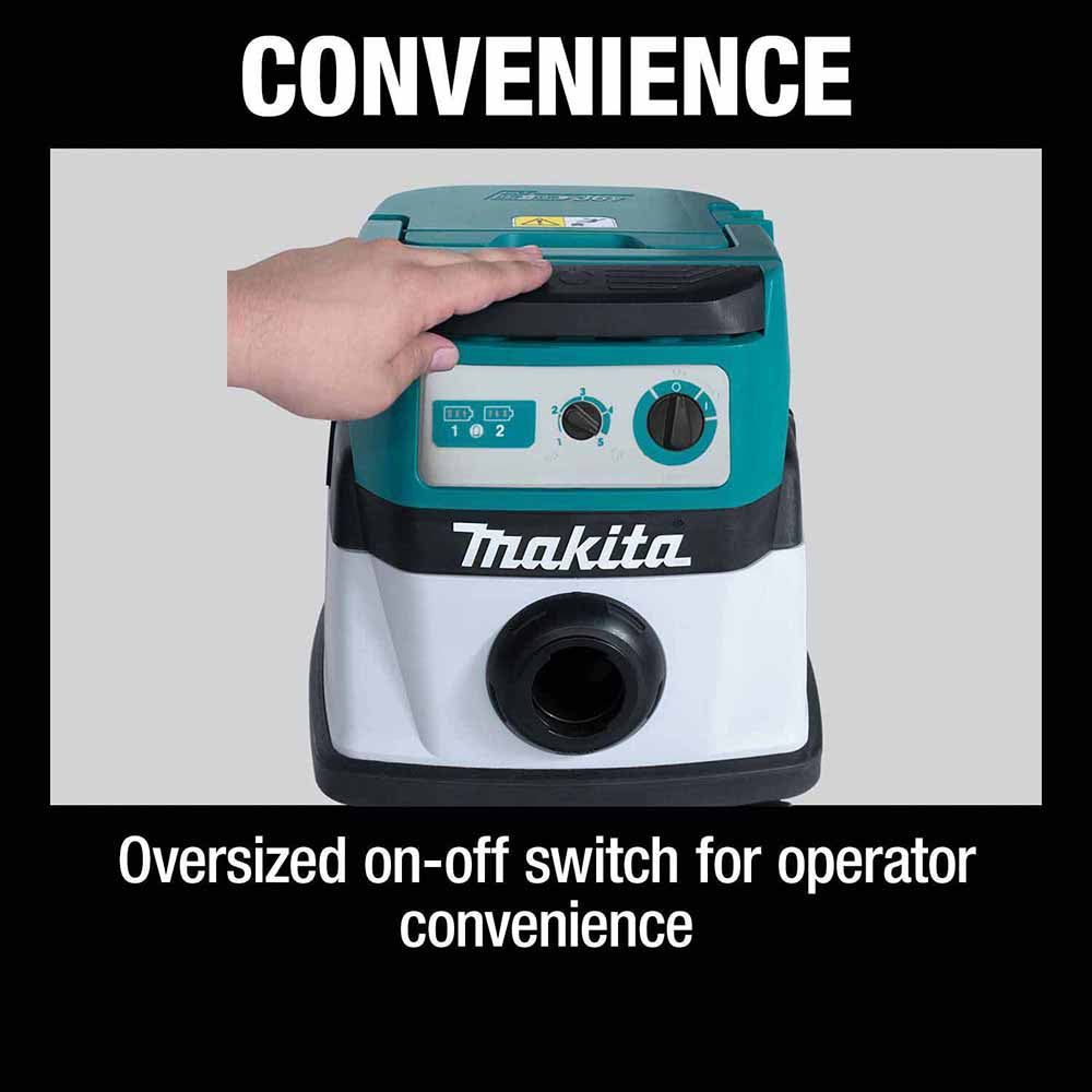 Makita XCV20Z 36V (18V X2) LXT Brushless 2.1 Gallon Wet/Dry Dust Extractor/Vacuum, Tool Only - 8