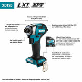 Makita XDT20T 18V LXT Lithium-Ion Brushless Cordless Quick-Shift Mode 4-Speed Impact Driver Kit - 2