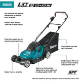 Makita XML05PT 36V (18V X2) LXT 17" Residential Lawn Mower Kit, dual port charger (5.0Ah) - 2