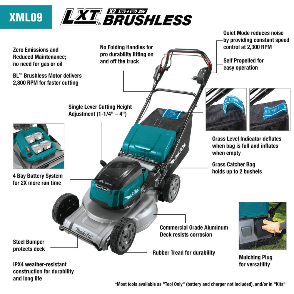 Makita XML09Z 36V (18V X2) LXT Brushless 21" Self-Propelled Commercial Lawn Mower (Tool Only) - 2