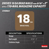 Makita XNB04Z 18V LXT Brushless Cordless 18 Gauge Brad Nailer, Tool Only - 4