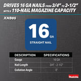 Makita XNB05Z 18V LXT Brushless Cordless 2-1/2" 16 Gauge Straight Finish Nailer, Tool Only - 4