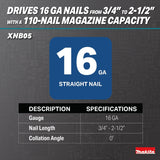 Makita XNB05Z 18V LXT Brushless Cordless 2-1/2" 16 Gauge Straight Finish Nailer, Tool Only - 4