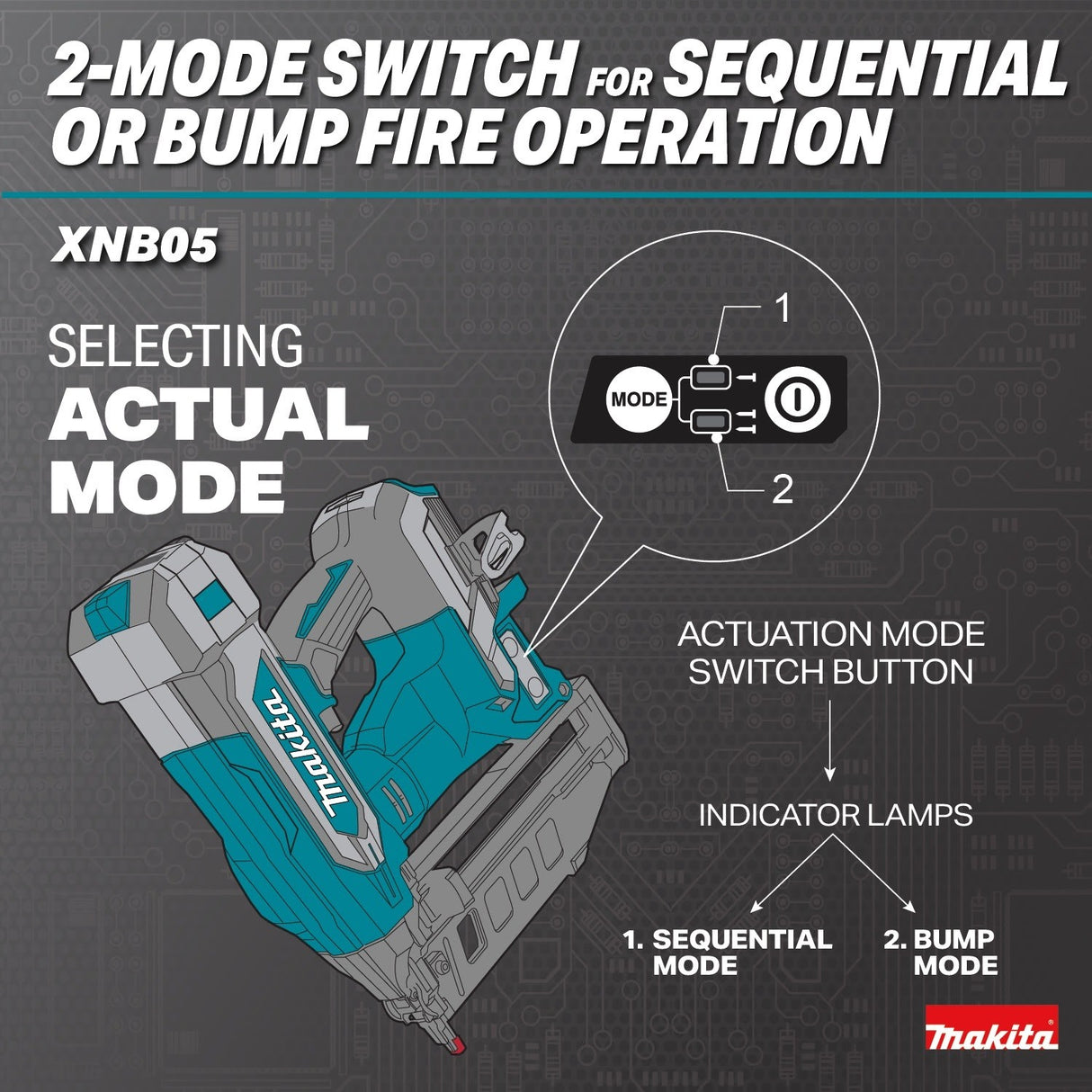 Makita XNB05Z 18V LXT Brushless Cordless 2-1/2" 16 Gauge Straight Finish Nailer, Tool Only - 5