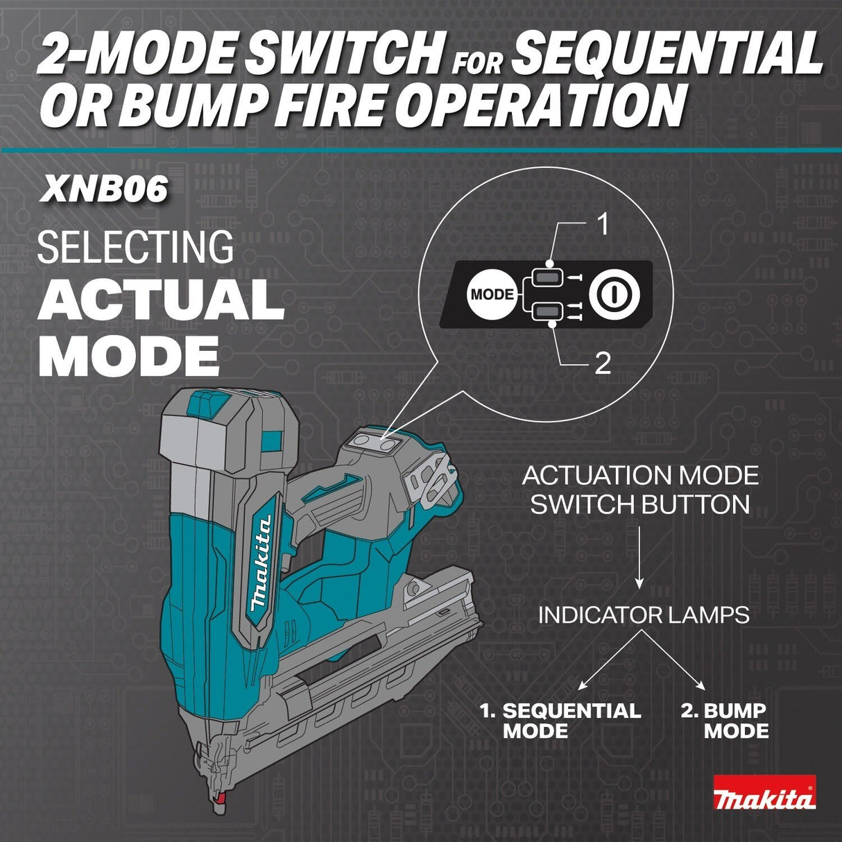 Makita XNB06Z 18V LXT Lithium-Ion Brushless Cordless 2-1/2” Angled Finish Nailer, 16 Gauge, Tool Only - 5