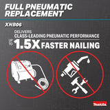 Makita XNB06Z 18V LXT Lithium-Ion Brushless Cordless 2-1/2” Angled Finish Nailer, 16 Gauge, Tool Only - 10