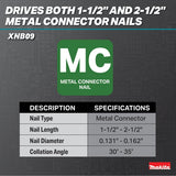 Makita XNB09Z 18V Brushless Cordless 2-1-2" Positive Placement Metal Connector Nailer Tool Only - 6