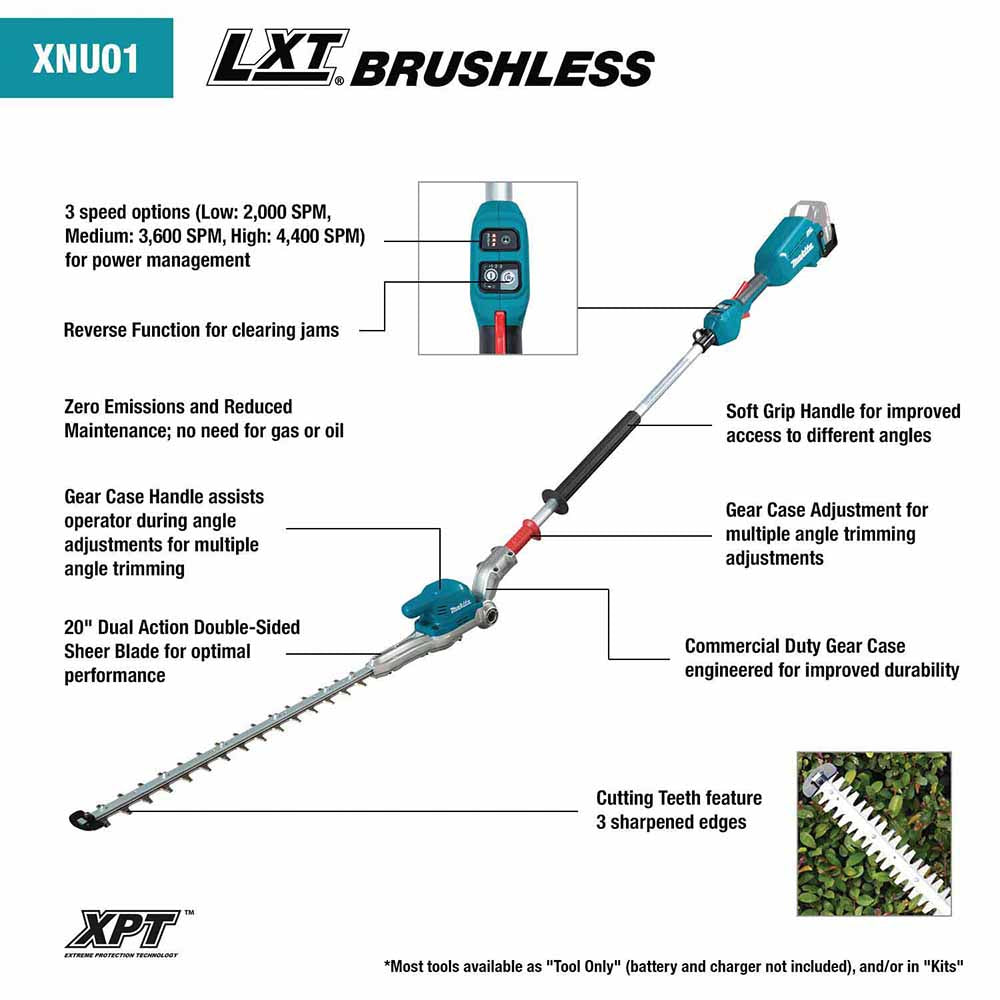 Makita XNU01T 18V LXT 20" Articulating Pole Hedge Trimmer Kit (5.0Ah) - 2