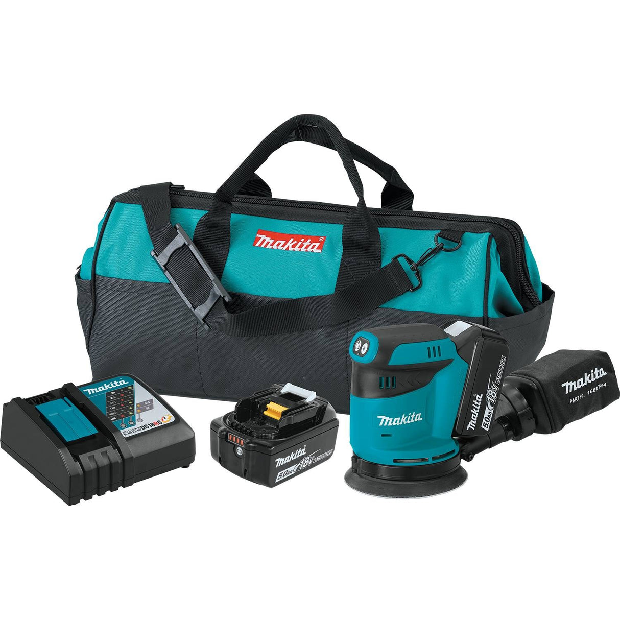 Makita XOB01T 18V LXT Li-Ion Cordless 5" Random Orbit Sander Kit, 5.0 Ah