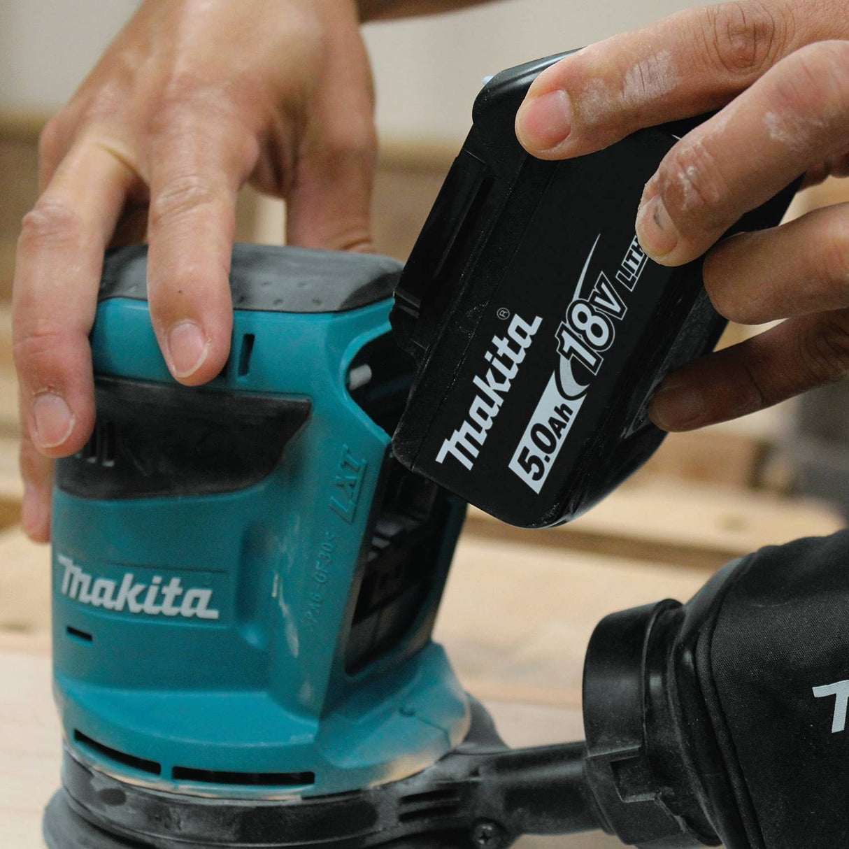 Makita XOB01T 18V LXT Li-Ion Cordless 5" Random Orbit Sander Kit, 5.0 Ah - 7