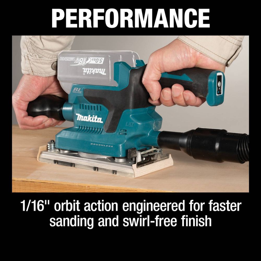 Makita XOB03Z 18V LXT Lithium-Ion Brushless Cordless 1/3 Sheet Finishing Sander, AWS Capable (Tool Only) - 8