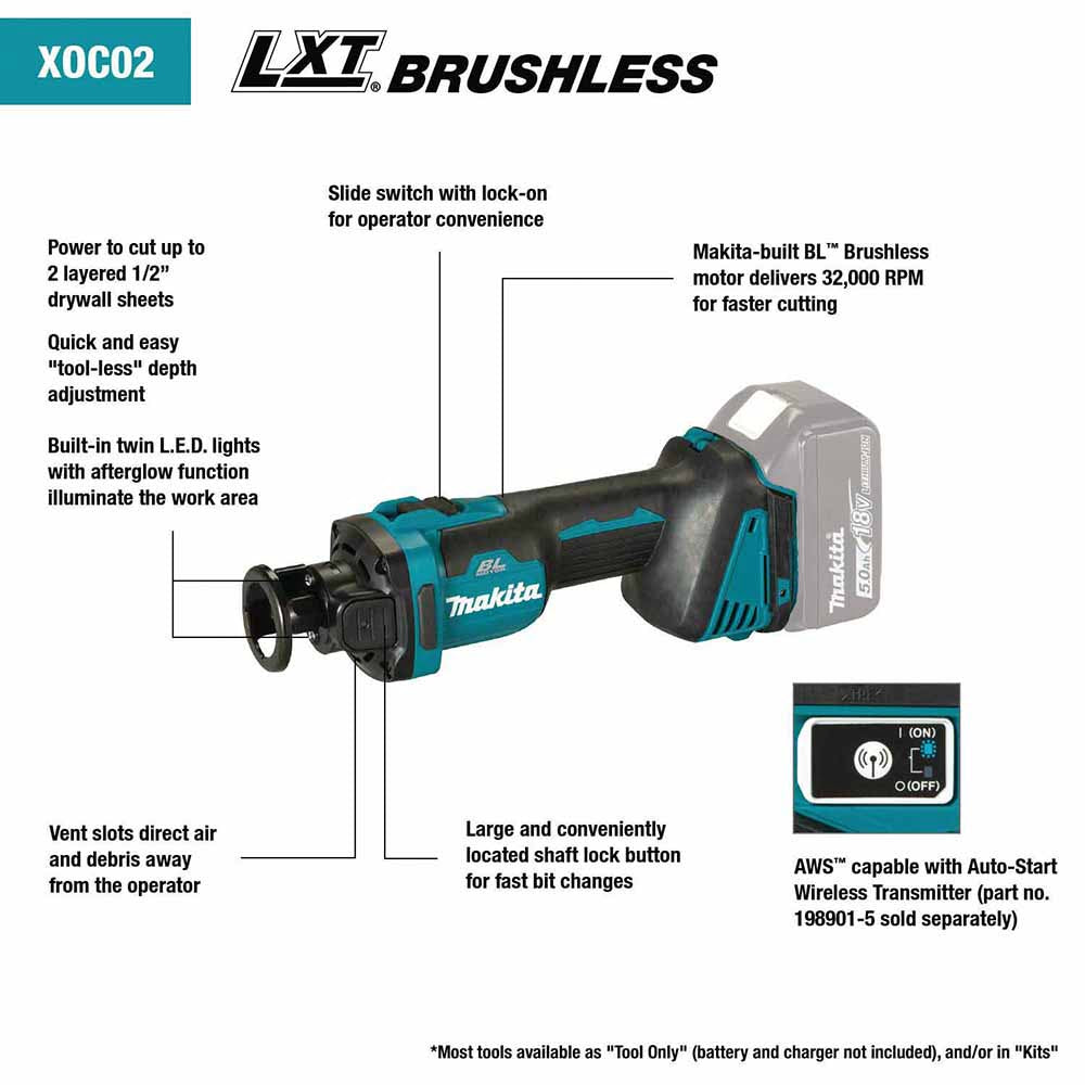 Makita XOC02Z 18V LXT® Lithium-Ion Brushless Cordless Cut-Out Tool, AWS™ Capable (Tool Only) - 3