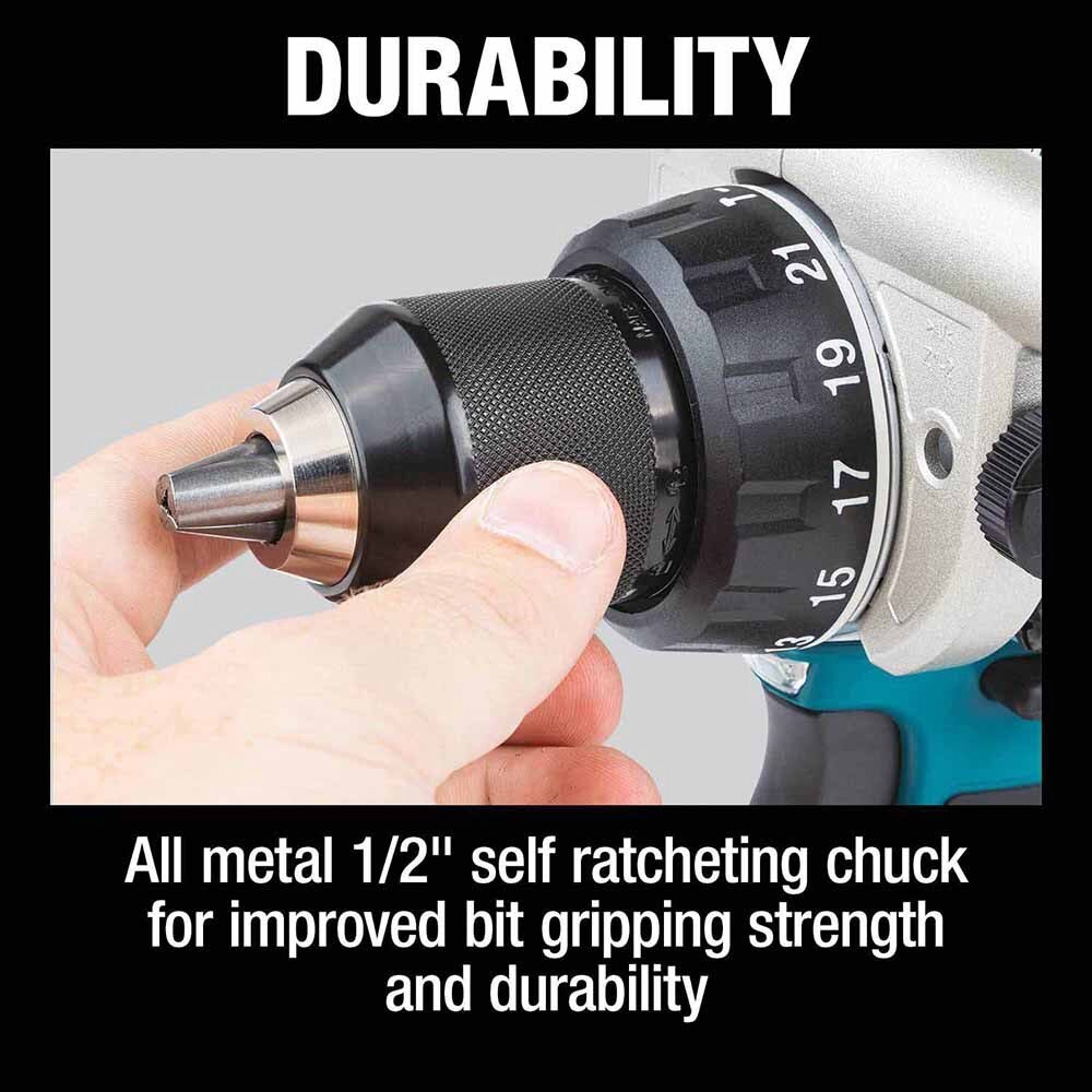 Makita XPH14T 18V LXT Lithium-Ion Brushless Cordless 1/2" Hammer Driver-Drill Kit, 2-speed, var. speed., L.E.D. Light, bag (5.0Ah) - 6