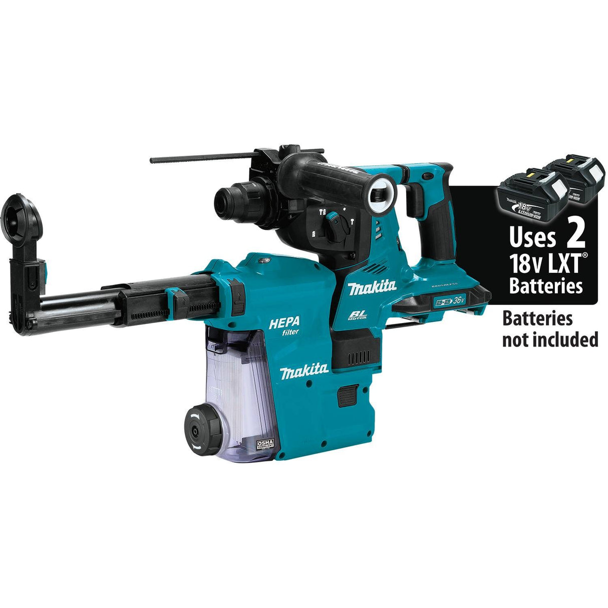 Makita XRH10ZW 18V X2 LXT Brushless 1-1/8" Rotary Hammer, SDS-Plus Bits